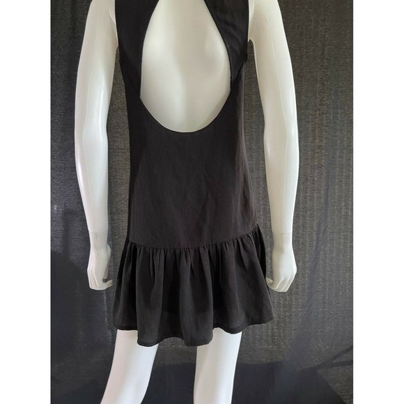 Via Vai Women's Mini Dress Sleeveless Black Flowers Embroidered Open Back S - Picture 10 of 12